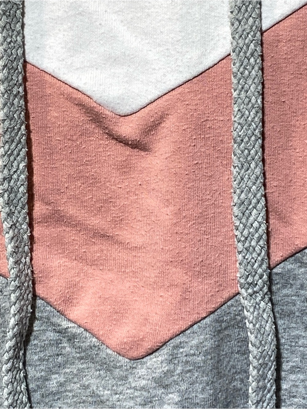 Women’s Gray Pullover Hoodie with Pink & White Chevron Accent - Picture 5 of 12